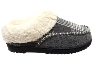 Dearfoams Womens Comfortable Nyla Felted & Plaid Moc Toe Clog Slippers Dearfoams Shoes