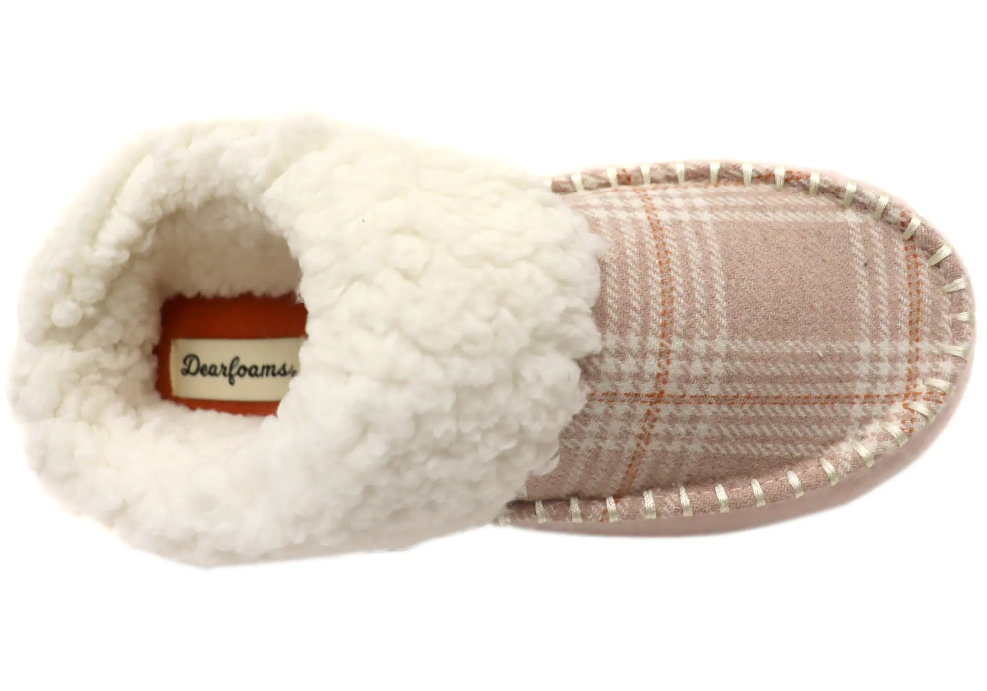 Dearfoams Chaussons confortables pour femmes à bout rond en feutre et à carreaux
