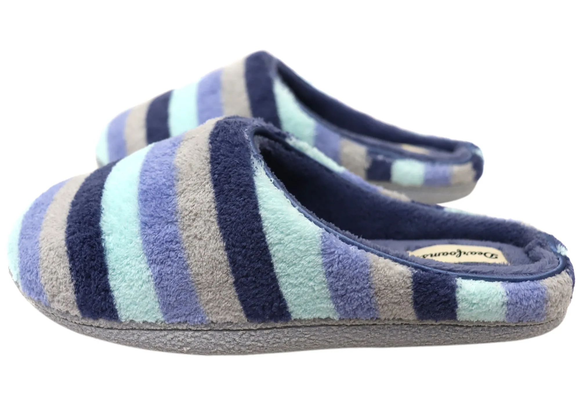 Dearfoams Chaussons d'intérieur larges pour femmes Leslie en tissu éponge matelassé
