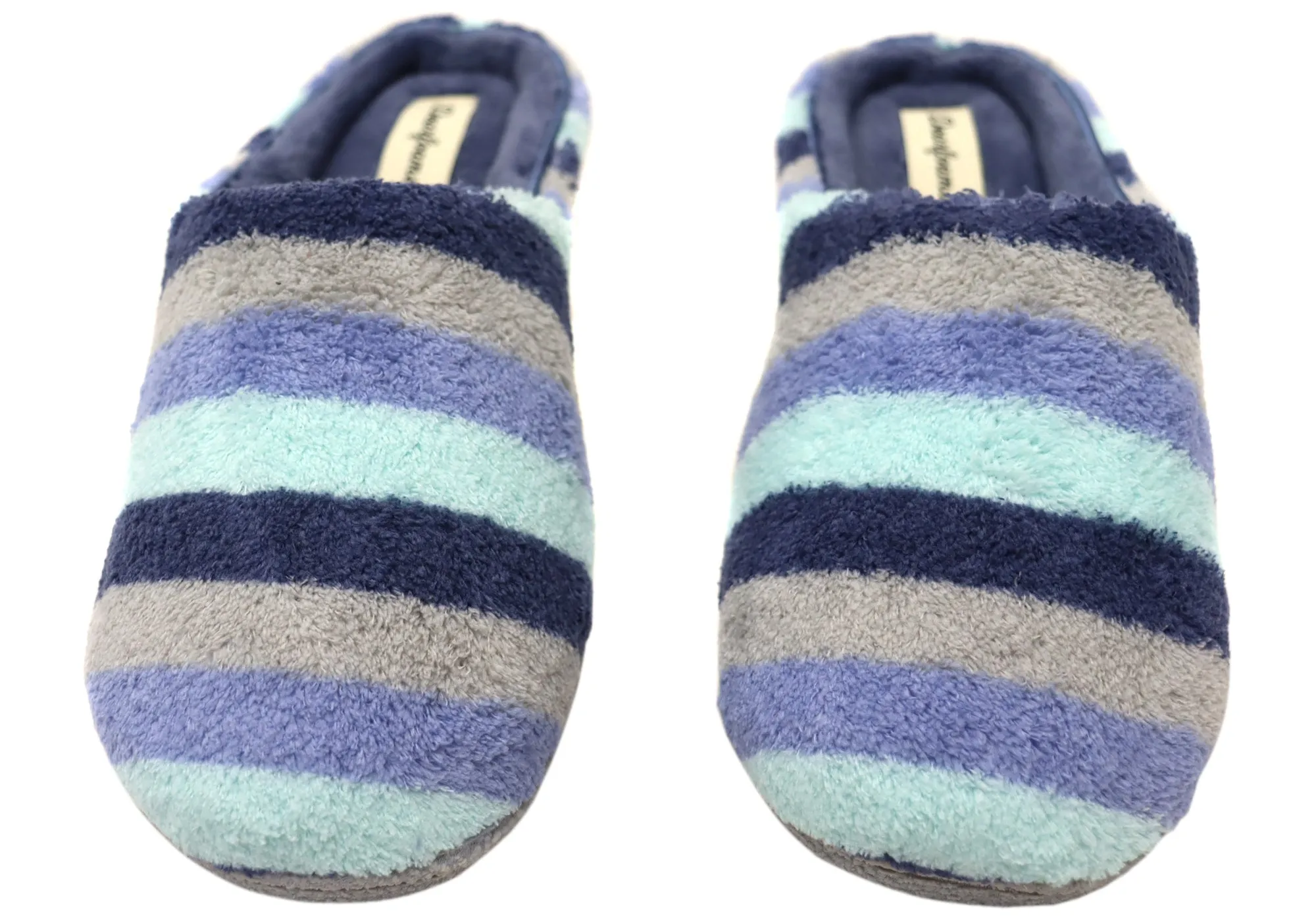 Dearfoams Chaussons d'intérieur larges pour femmes Leslie en tissu éponge matelassé