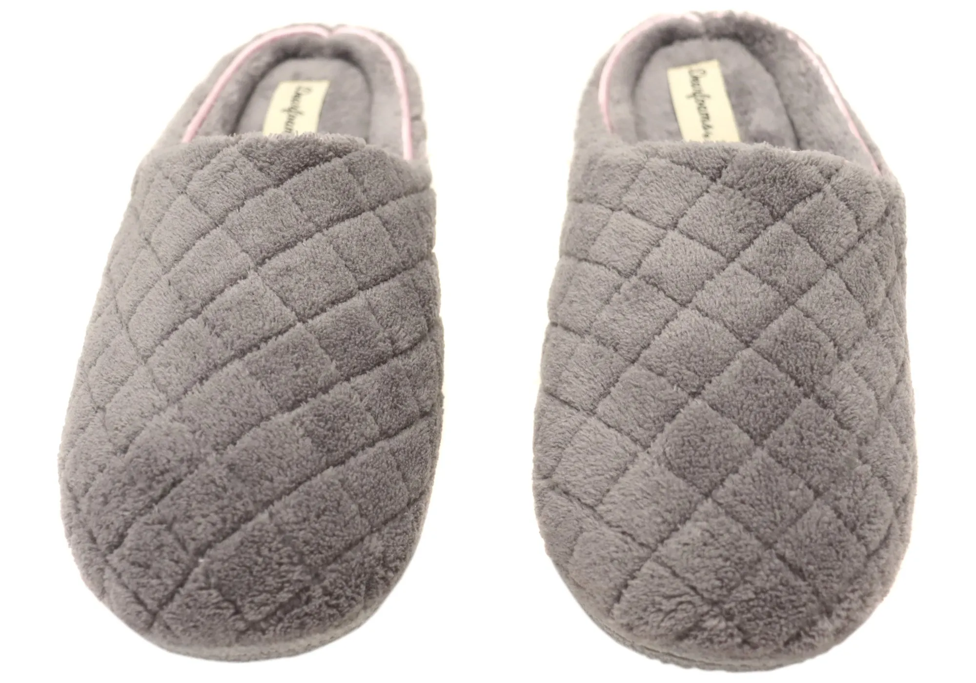 Dearfoams Chaussons d'intérieur larges pour femmes Leslie en tissu éponge matelassé