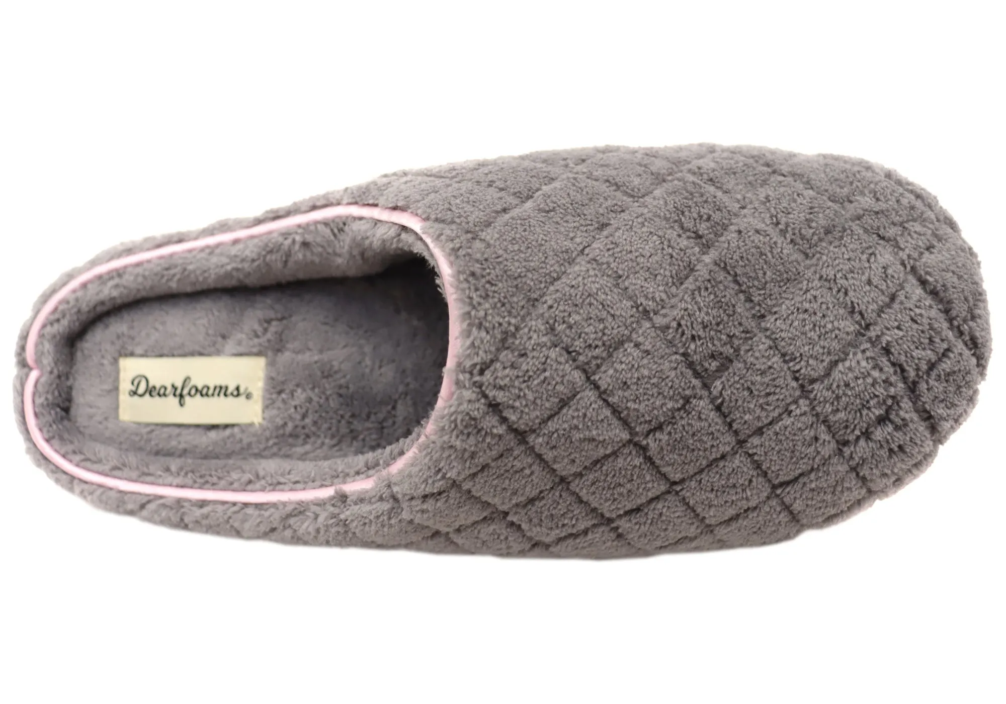 Dearfoams Chaussons d'intérieur larges pour femmes Leslie en tissu éponge matelassé
