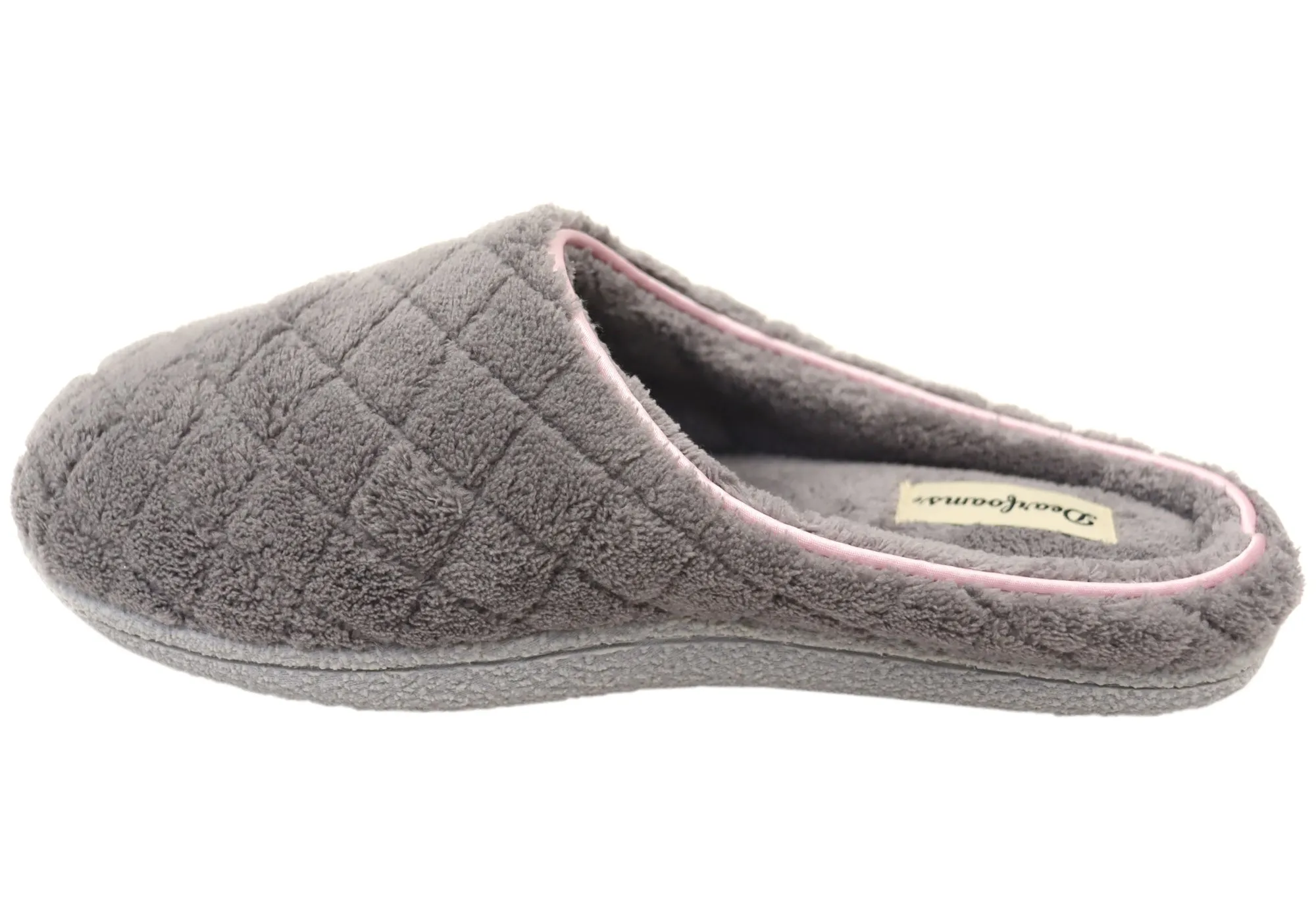 Dearfoams Chaussons d'intérieur larges pour femmes Leslie en tissu éponge matelassé