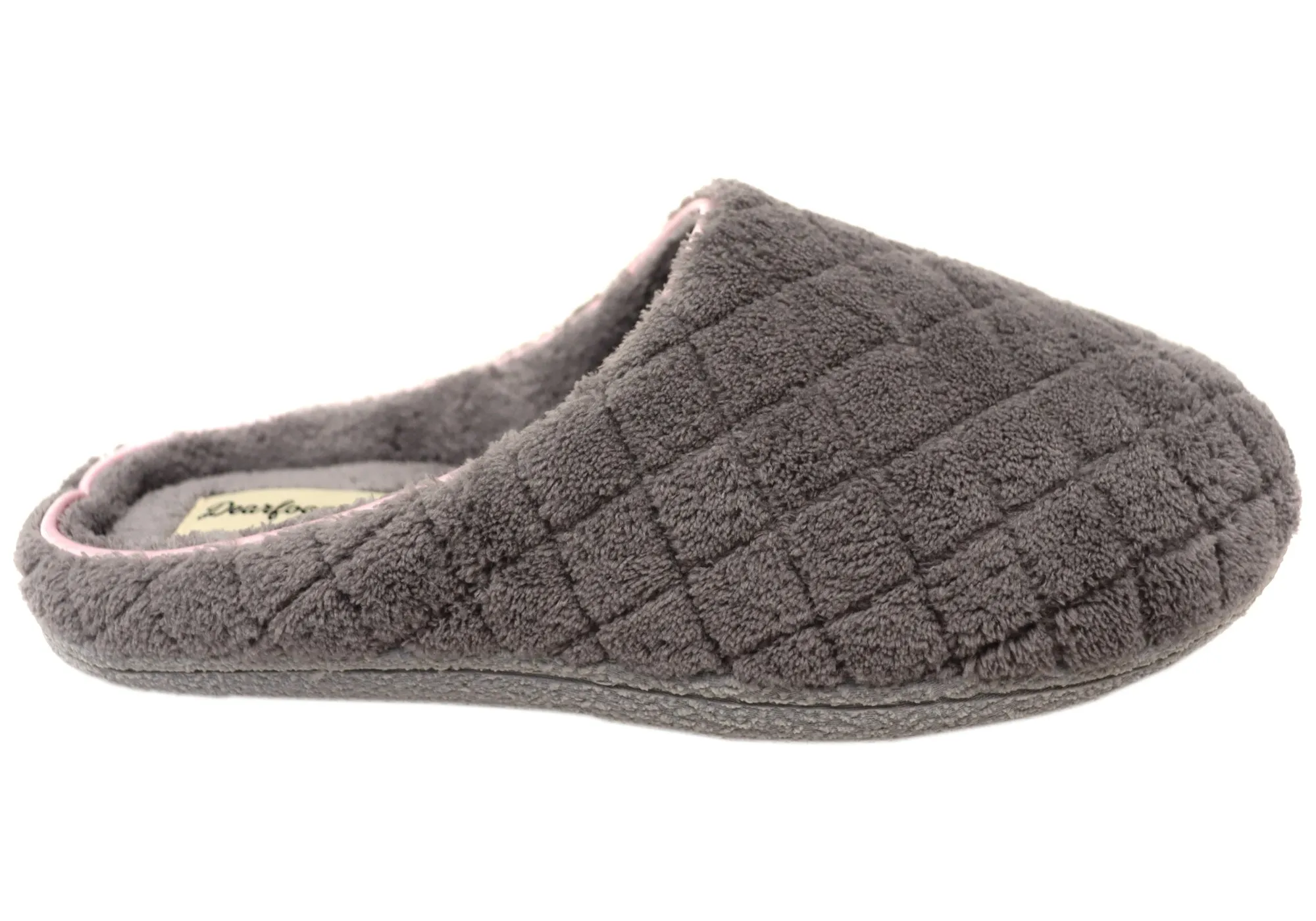 Dearfoams Chaussons d'intérieur larges pour femmes Leslie en tissu éponge matelassé