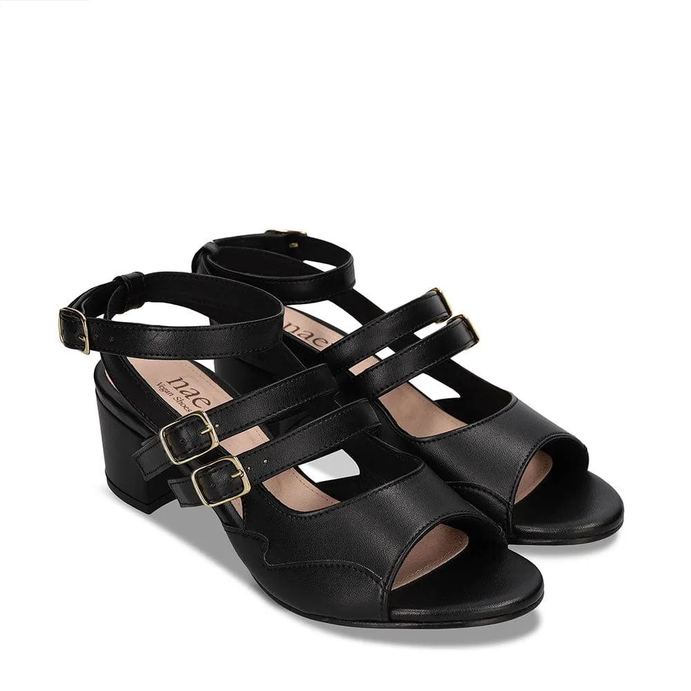 Sandales à Talons en Cuir de Pomme Vegan pour Femmes Devan | Noir