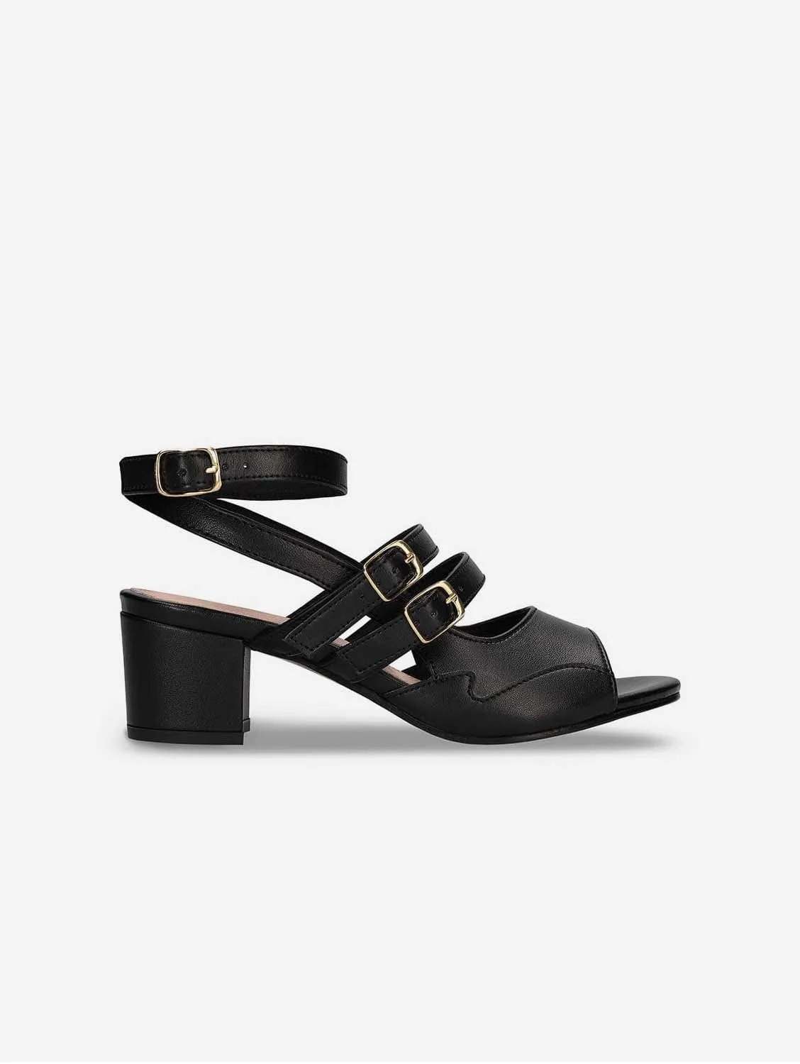 Sandales à Talons en Cuir de Pomme Vegan pour Femmes Devan | Noir
