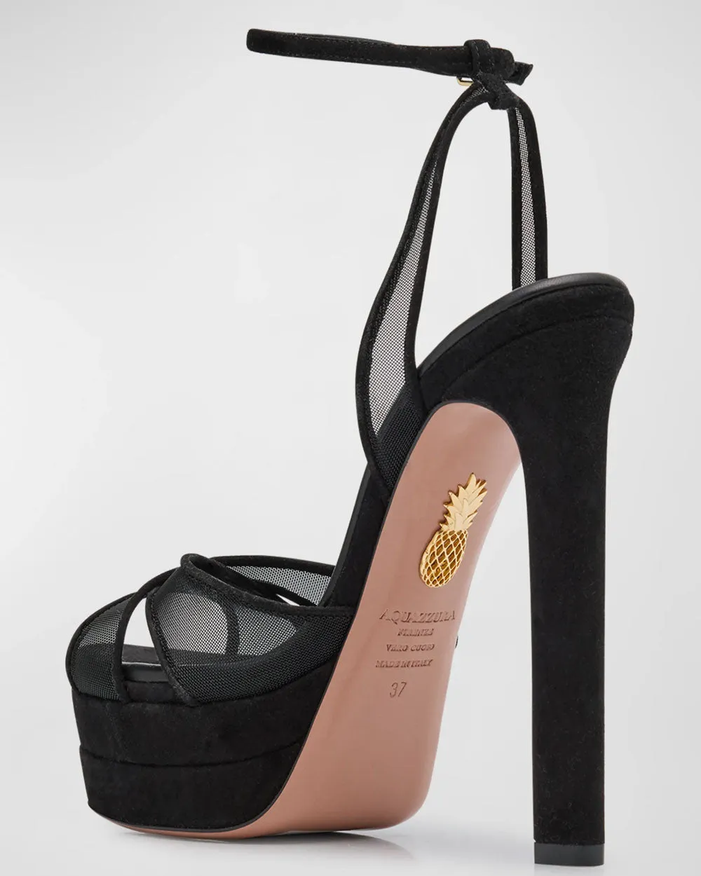 Sandale Plateforme Divine à Motif Mesh en Noir