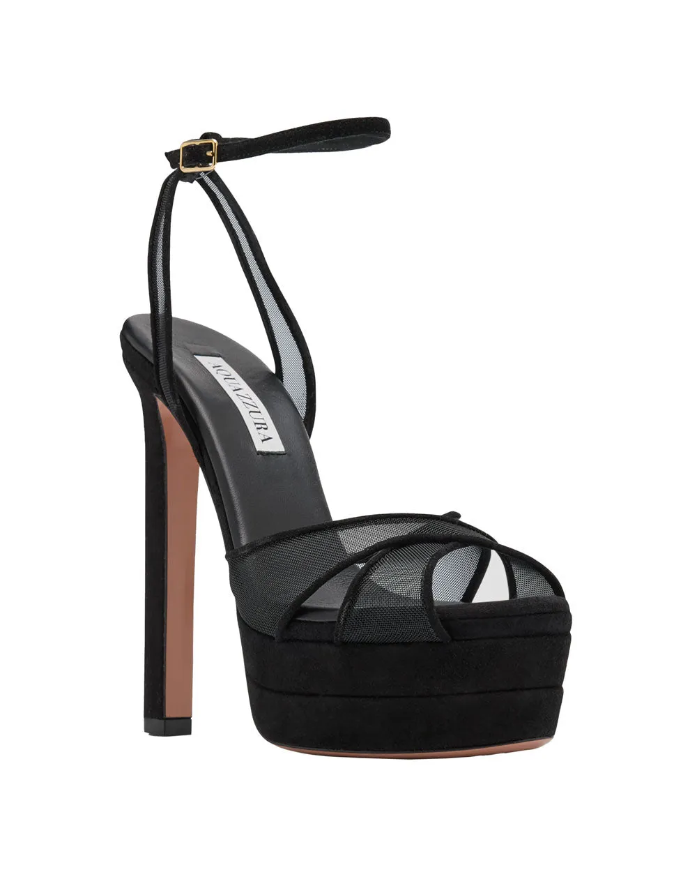 Sandale Plateforme Divine à Motif Mesh en Noir