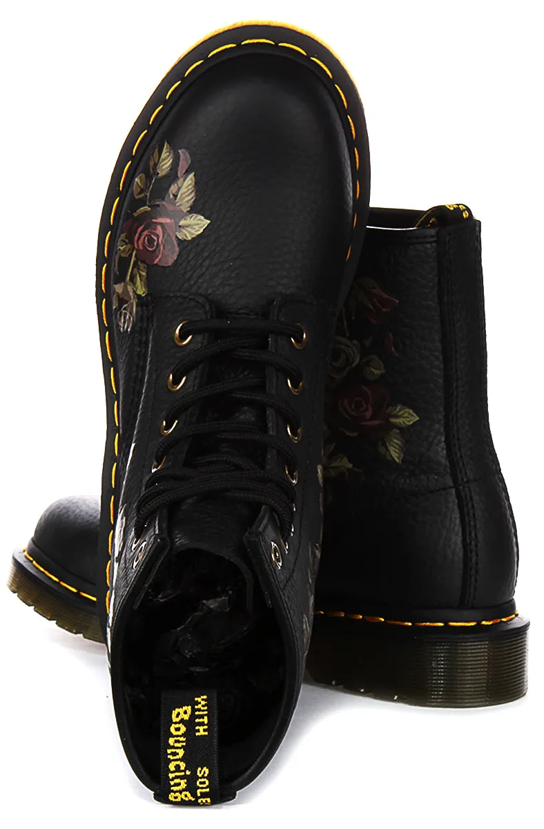 Dr Martens 1460 Fleur Décadente En Noir Pour Femme Chaussures Dr Martens