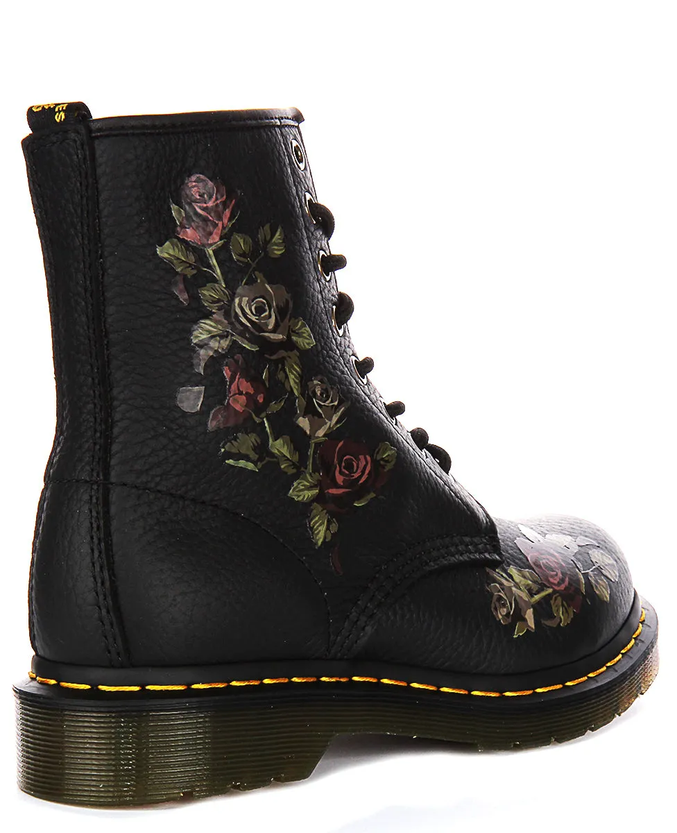 Dr Martens 1460 Fleur Décadente En Noir Pour Femme Chaussures Dr Martens