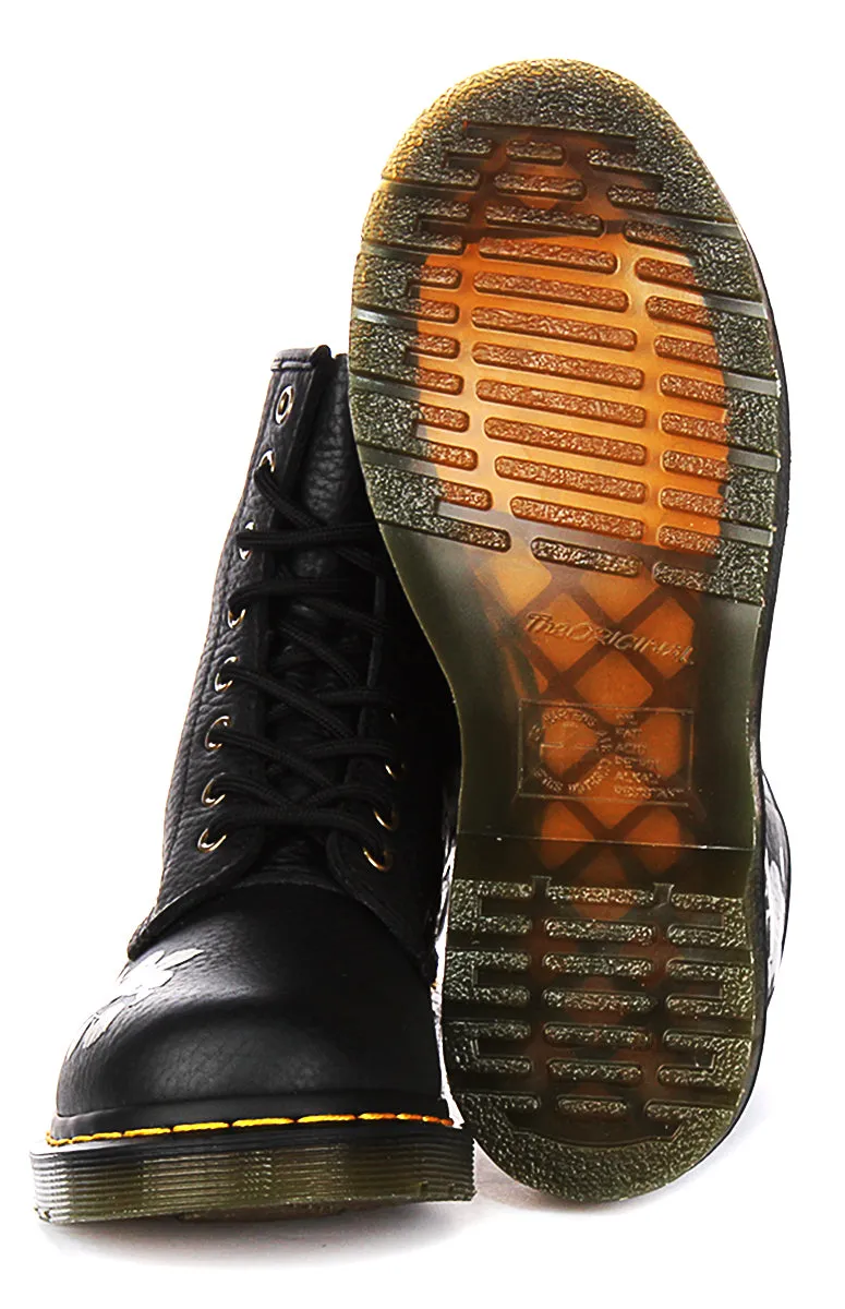 Dr Martens 1460 Fleur Décadente En Noir Pour Femme Chaussures Dr Martens