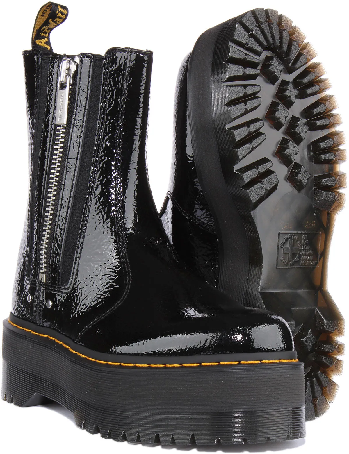 Dr Martens 2976 Max En Noir Verni Pour Femme Chaussures Dr Martens
