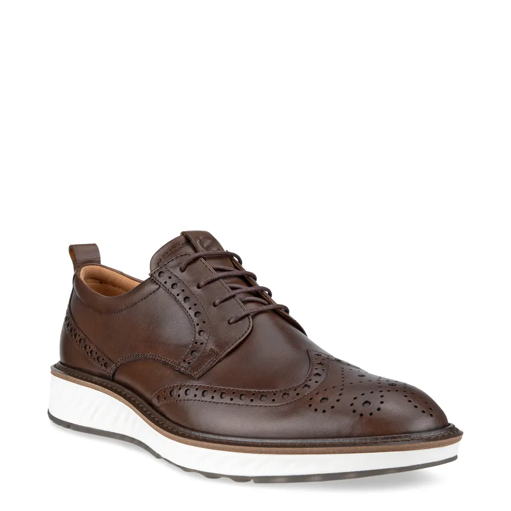 Ecco Chaussure de ville en cuir pour homme ST. 1 Hybrid Wingtip à lacets en marron cacao