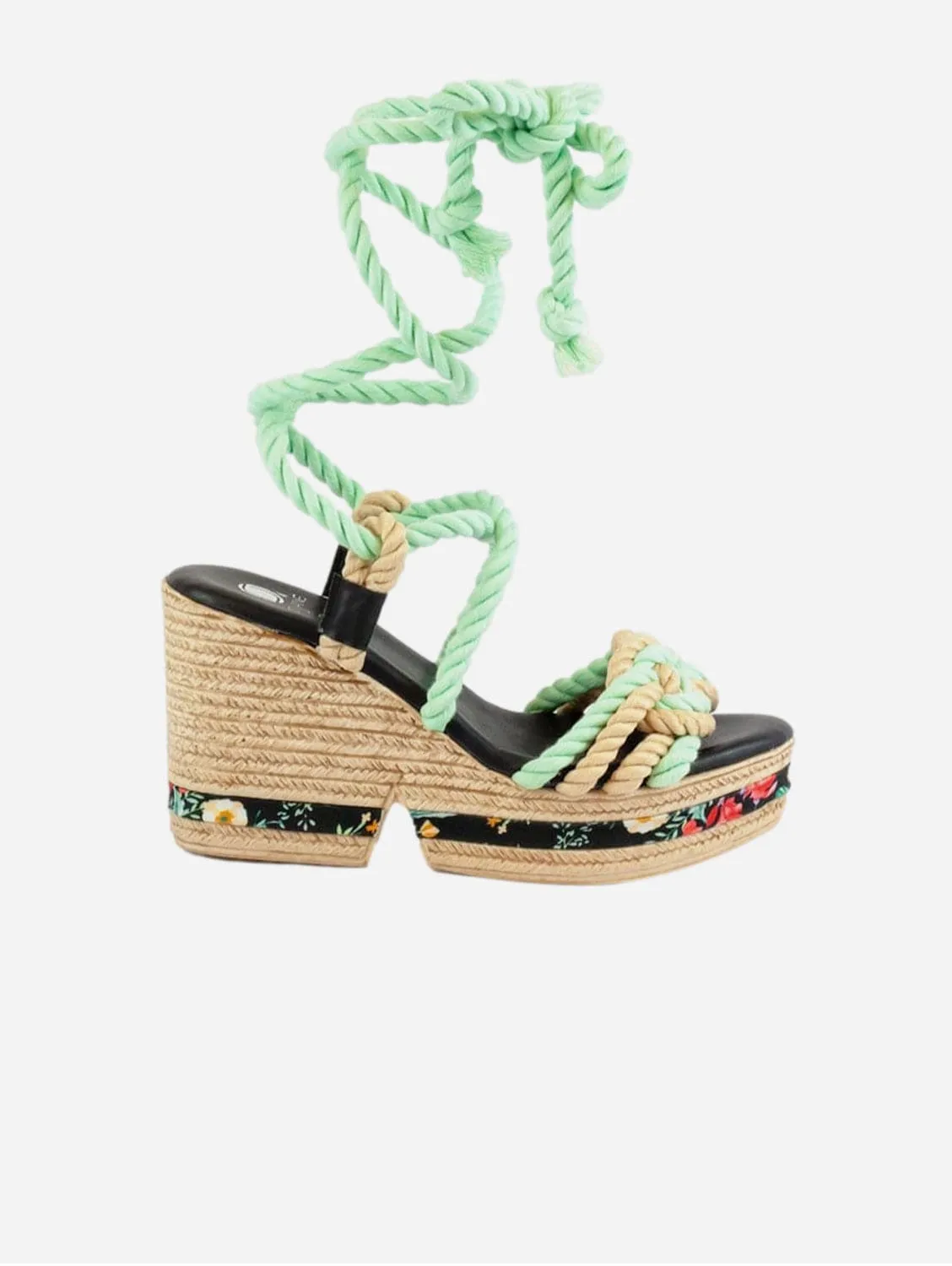 Sandales compensées Eva Vegan en corde de coton | Multi
