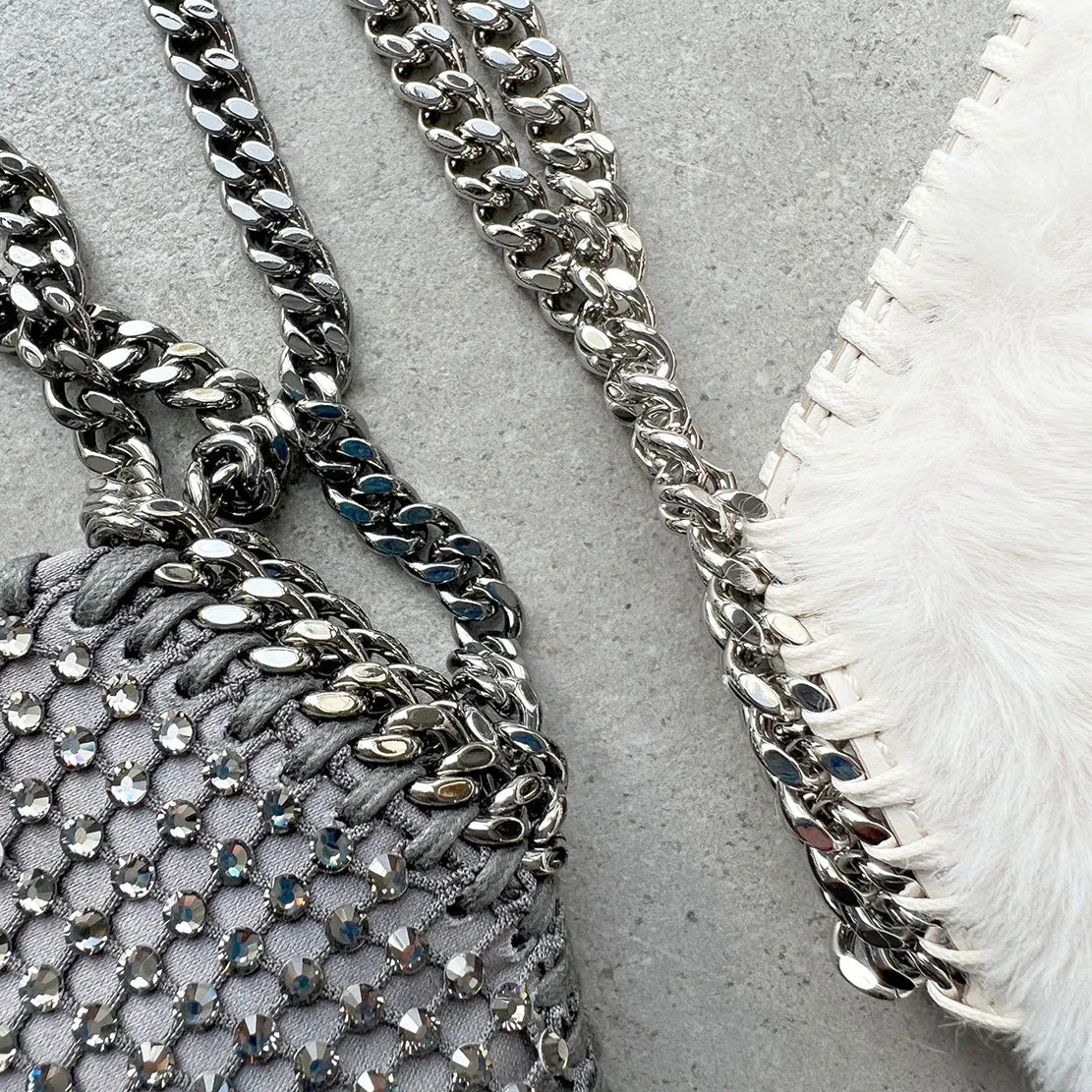 Sac de soirée Falabella duveteux, Sacs ivoire_Stella Mccartney_Sacs