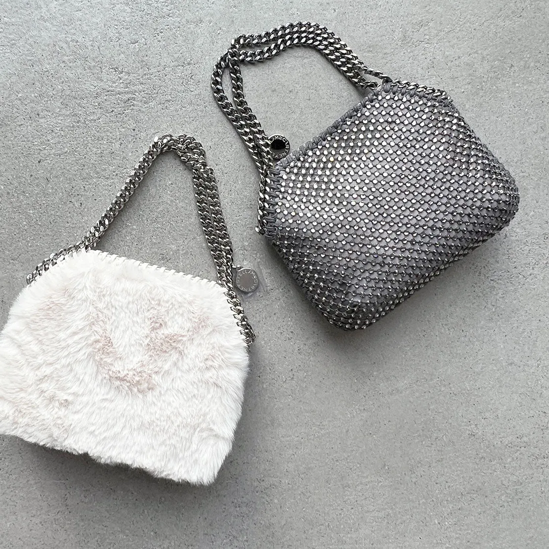 Sac de soirée Falabella duveteux, Sacs ivoire_Stella Mccartney_Sacs