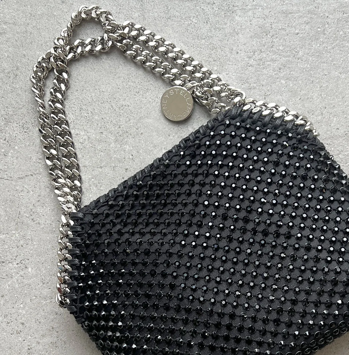 Falabella Evening Crystal Mesh, Sacs Noirs_Stella Mccartney_Sacs