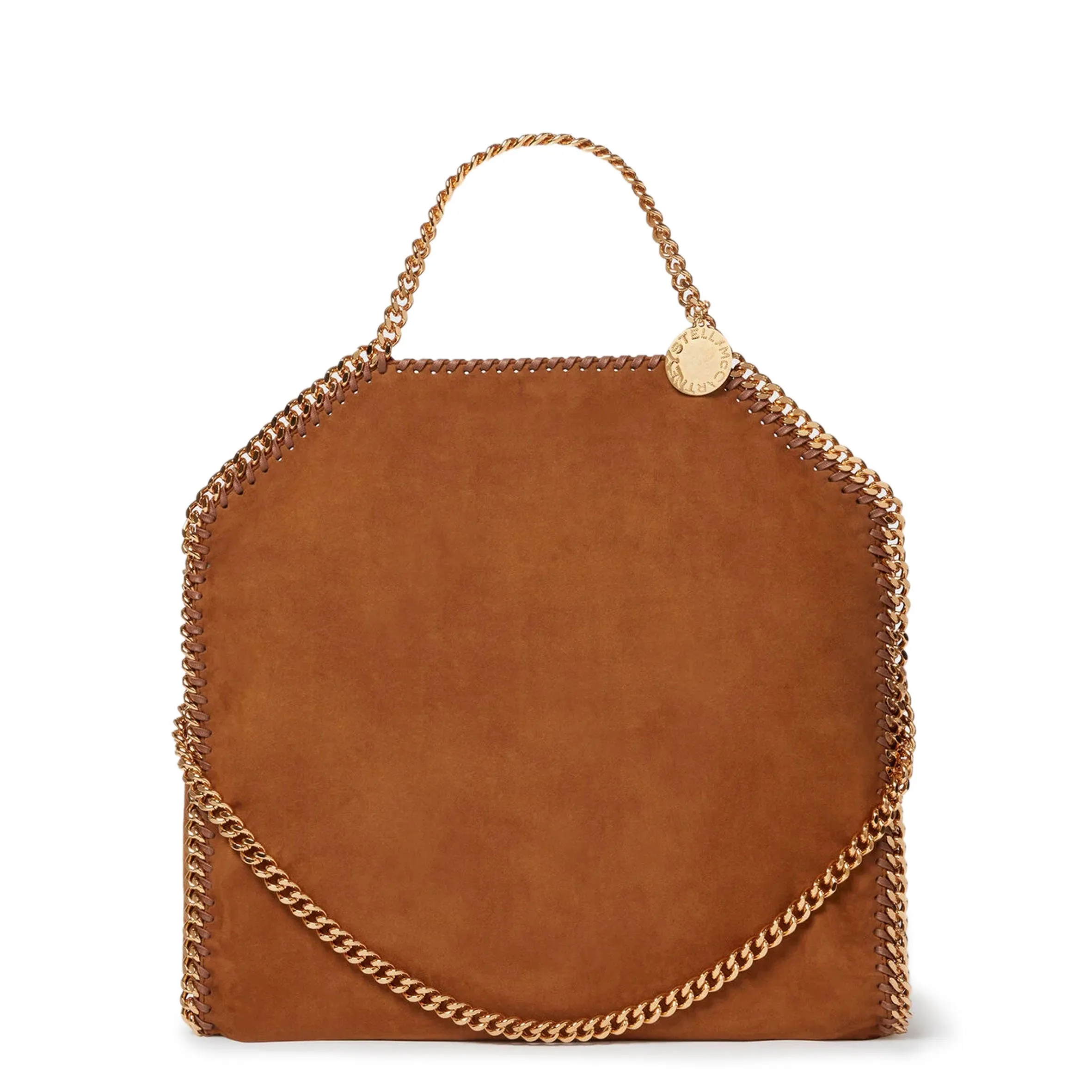 Falabella Grand Sac à Bandoulière à 3 Chaînes, Suédine, Marron, Sacs_Stella Mccartney_Sacs