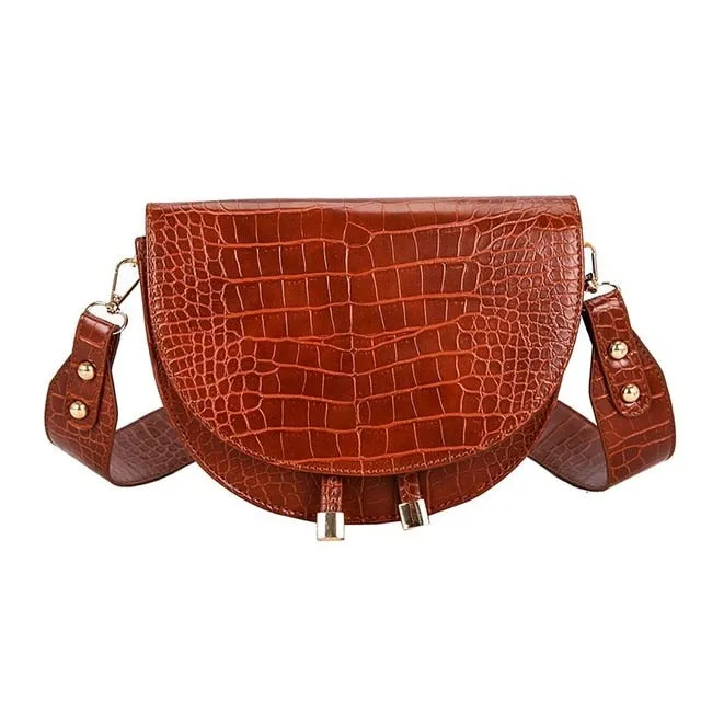 Sacs Bandoulière Femme en Cuir PU Célèbres Design, Sacs à Main Femme Rue Shopping, Sac de Luxe Semi-Cercle Crocodile, Sacs à Épaule Mode Nova