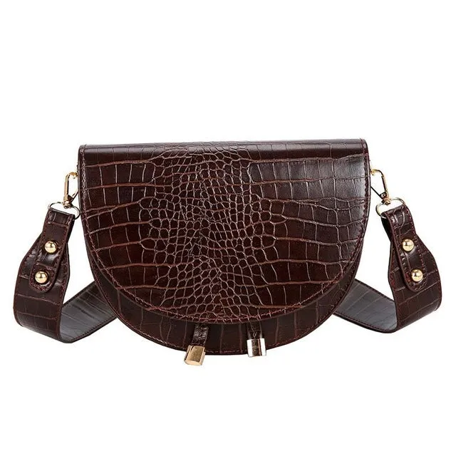 Sacs Bandoulière Femme en Cuir PU Célèbres Design, Sacs à Main Femme Rue Shopping, Sac de Luxe Semi-Cercle Crocodile, Sacs à Épaule Mode Nova