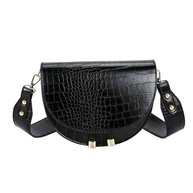 Sacs Bandoulière Femme en Cuir PU Célèbres Design, Sacs à Main Femme Rue Shopping, Sac de Luxe Semi-Cercle Crocodile, Sacs à Épaule Mode Nova