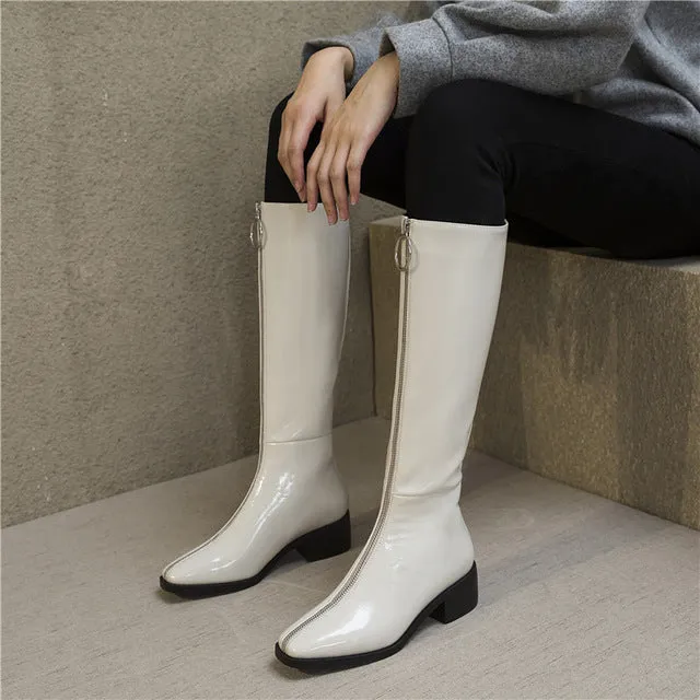 FEDONAS Nouvelles Bottes Montantes Femme en Cuir Véritable pour Soirée Club Chelsea, Bottes Mollet Femme, Bottes Chaudes d'Automne Hiver, Chaussures Mode Nova