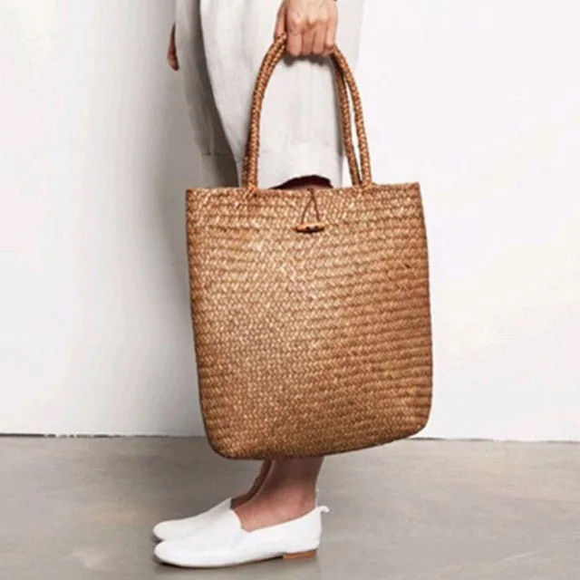 FGGS - Sac à main pour femmes, Sac de plage d'été, Sac en rotin tissé à la main, Grand sac à capacité en paille tricotée, Sac à bandoulière pour femmes, Nouvelle mode bohème, Sacs Nova