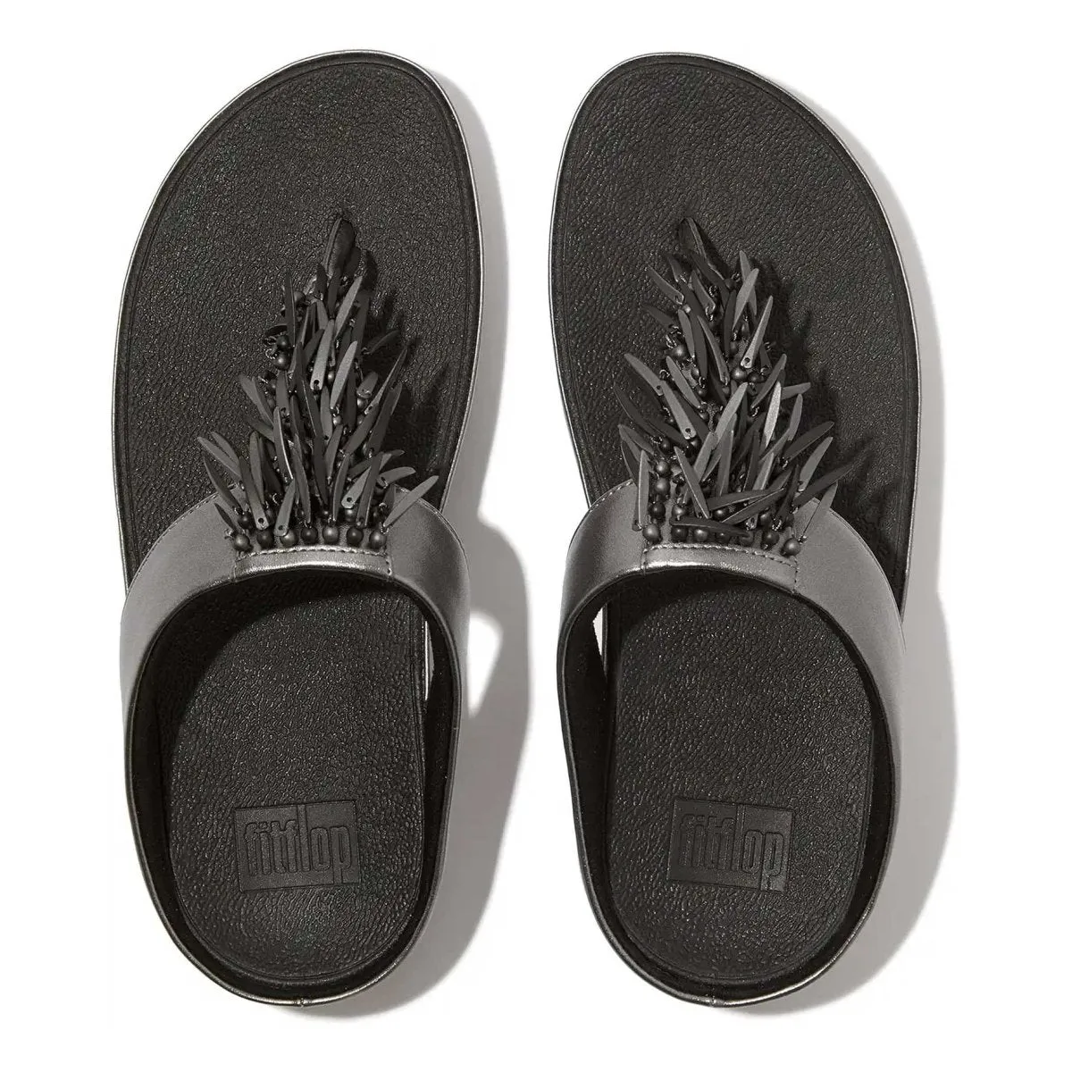 FitFlop Femme Rumba Perles Gris Acier/Noir Tong