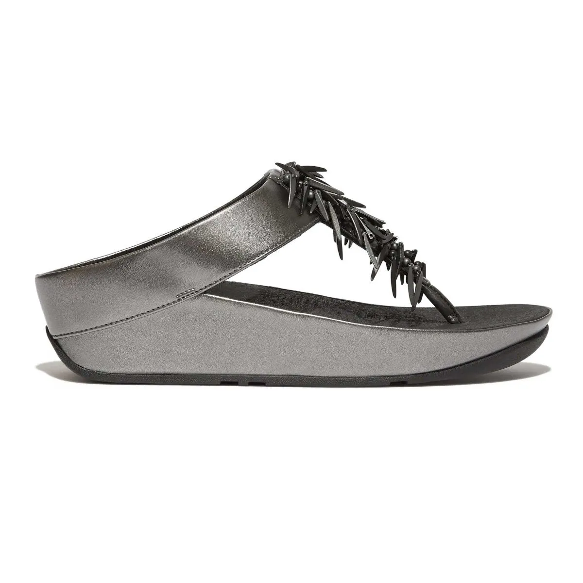 FitFlop Femme Rumba Perles Gris Acier/Noir Tong