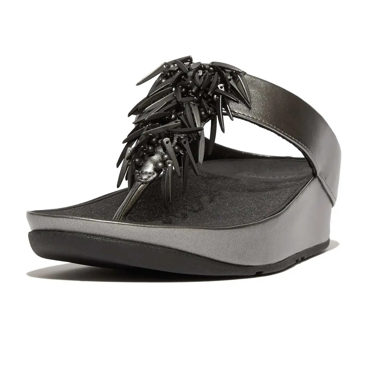 FitFlop Femme Rumba Perles Gris Acier/Noir Tong