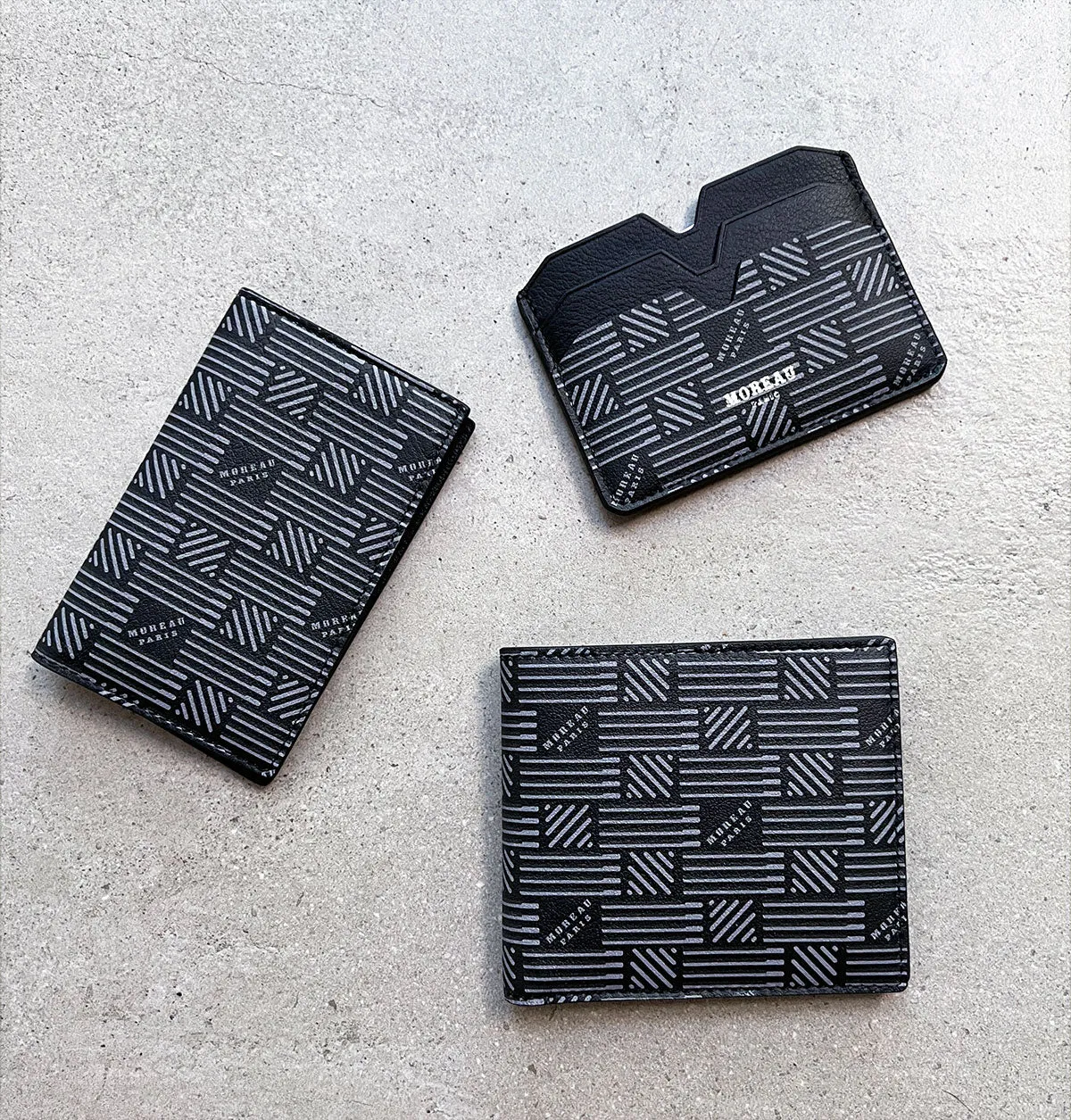 Porte-cartes plat en veau, Noir Moreau Bags