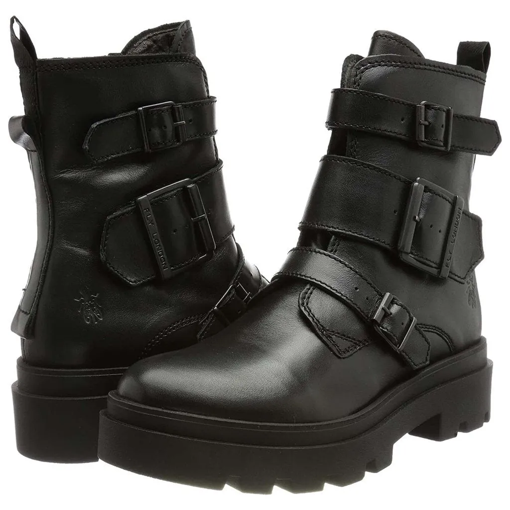 Fly London Jeda817 Bottes en cuir pour femme à boucle à la cheville