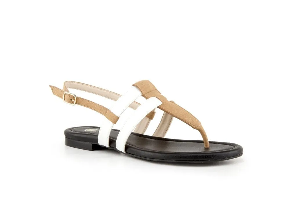 Sandales gladiateur en simili-cuir Gabriella | Sable & Blanc