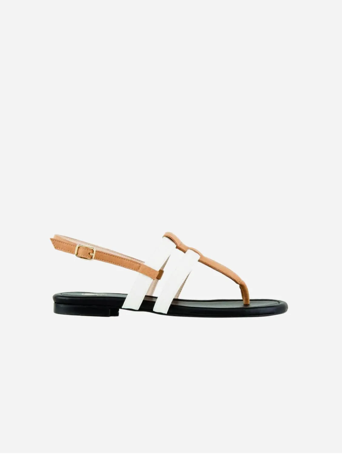 Sandales gladiateur en simili-cuir Gabriella | Sable & Blanc