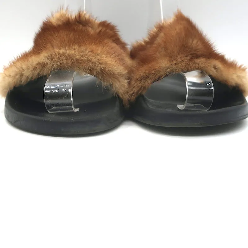 Givenchy Mink Pool Slides Marron Taille 39.5 Sandales Plates à Enfiler