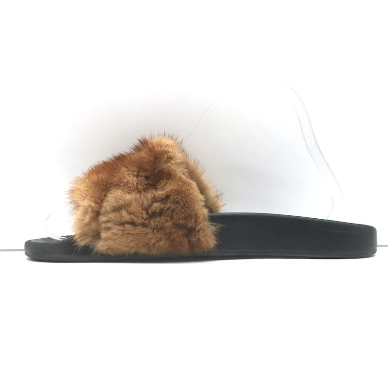 Givenchy Mink Pool Slides Marron Taille 39.5 Sandales Plates à Enfiler