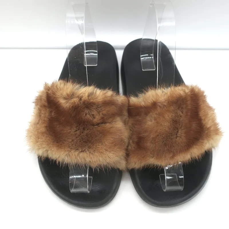 Givenchy Mink Pool Slides Marron Taille 39.5 Sandales Plates à Enfiler