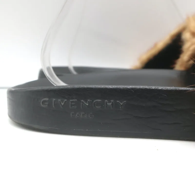 Givenchy Mink Pool Slides Marron Taille 39.5 Sandales Plates à Enfiler