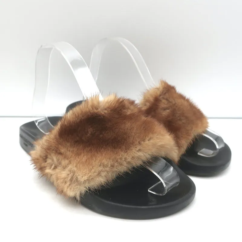 Givenchy Mink Pool Slides Marron Taille 39.5 Sandales Plates à Enfiler