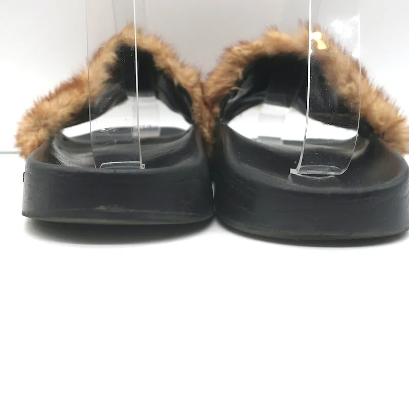Givenchy Mink Pool Slides Marron Taille 39.5 Sandales Plates à Enfiler