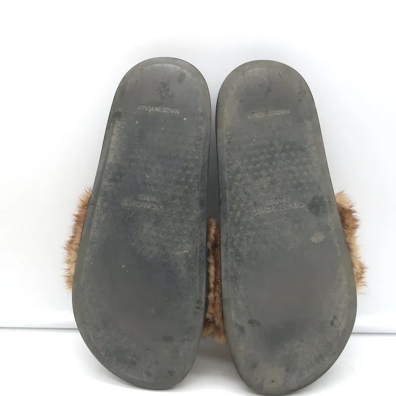 Givenchy Mink Pool Slides Marron Taille 39.5 Sandales Plates à Enfiler