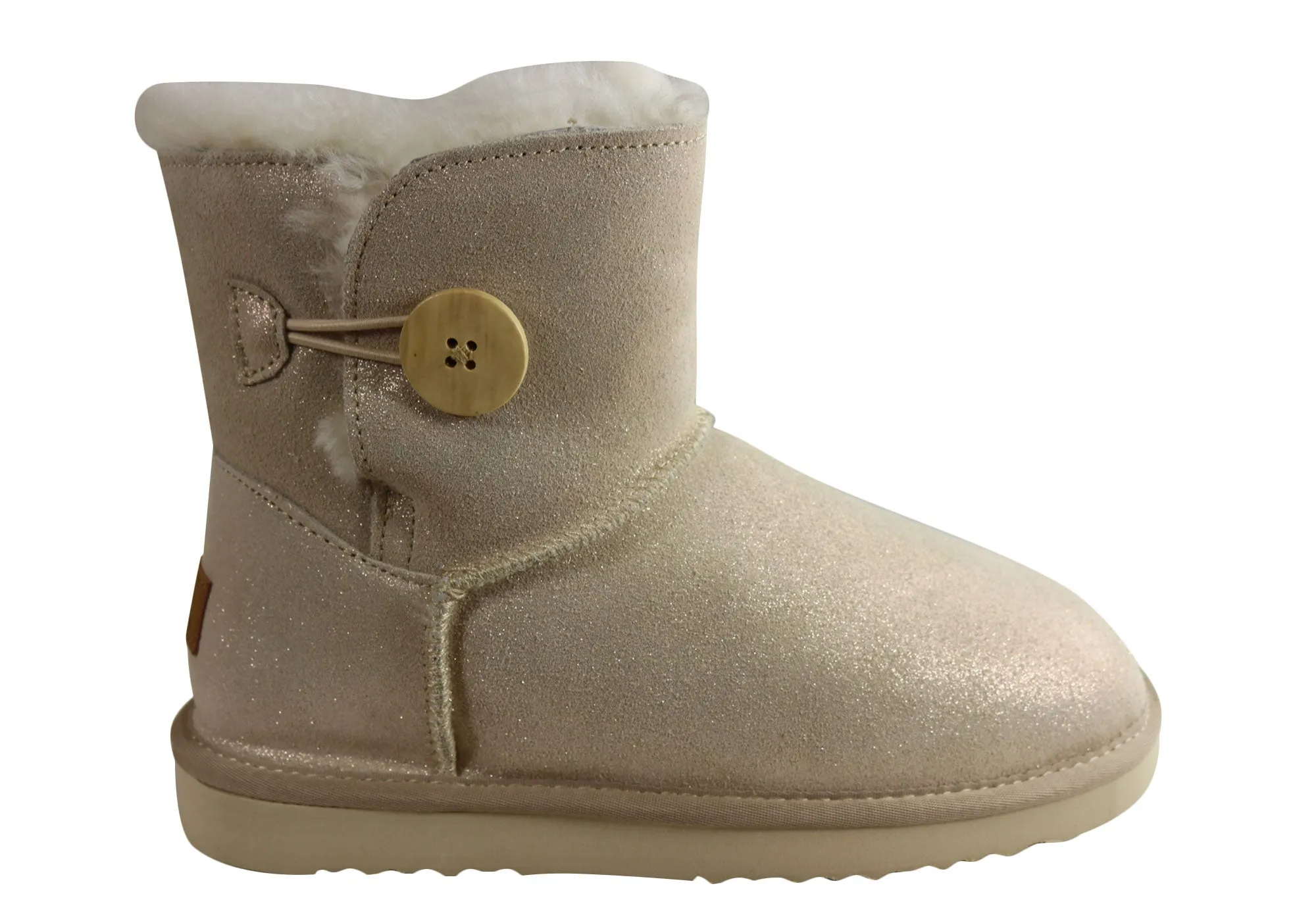 Bottes chaudes et confortables pour femmes Grosby Button Ugg avec doublure en peau de mouton - Chaussures Grosby