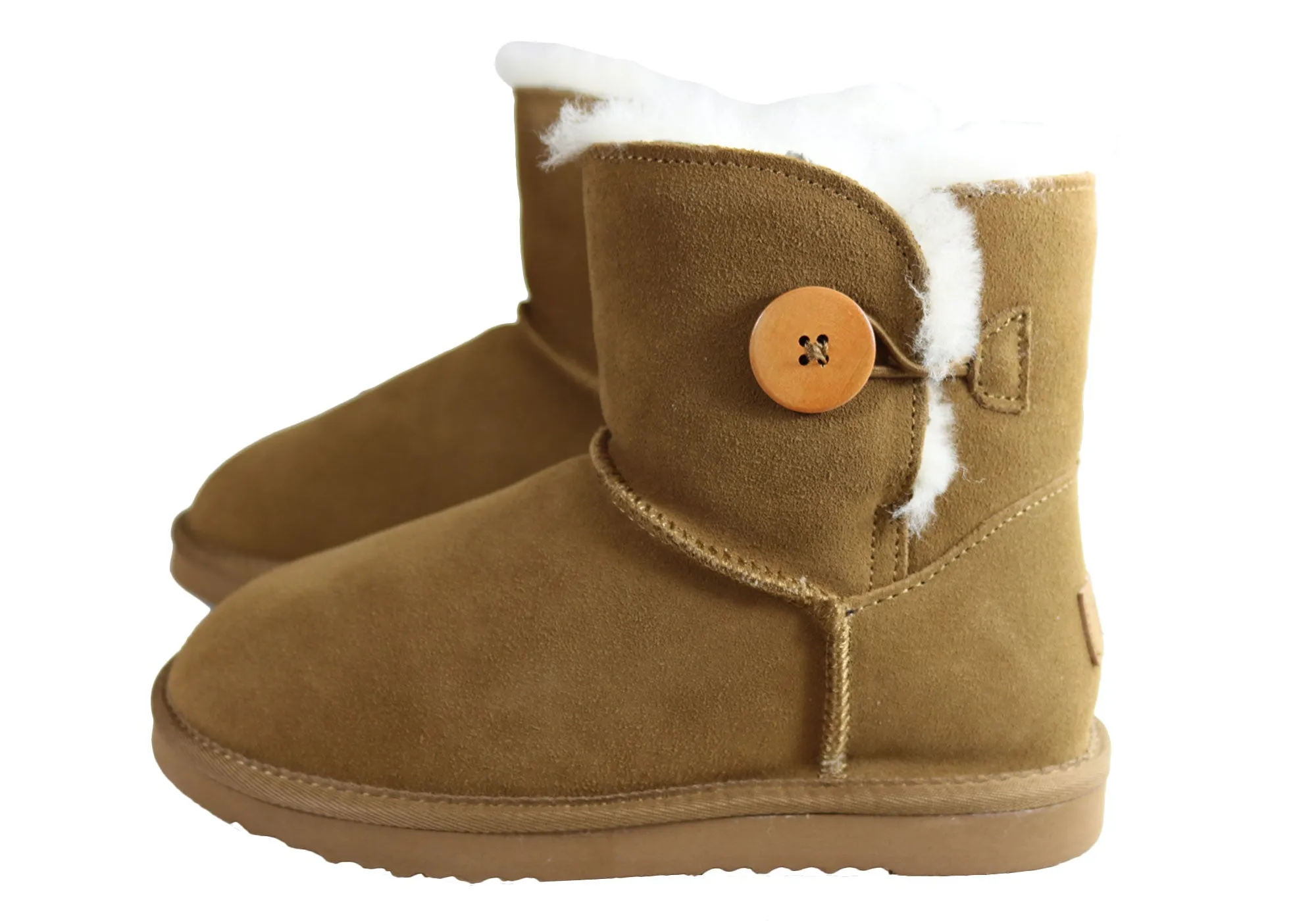 Bottes chaudes et confortables pour femmes Grosby Button Ugg avec doublure en peau de mouton - Chaussures Grosby