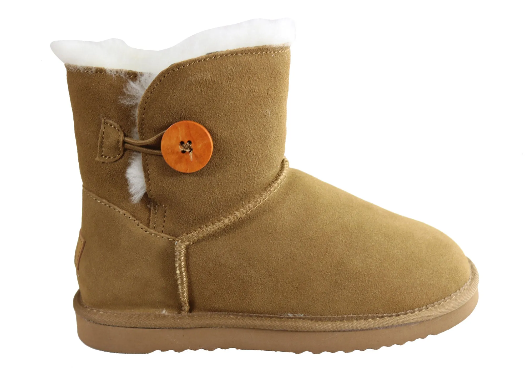 Bottes chaudes et confortables pour femmes Grosby Button Ugg avec doublure en peau de mouton - Chaussures Grosby
