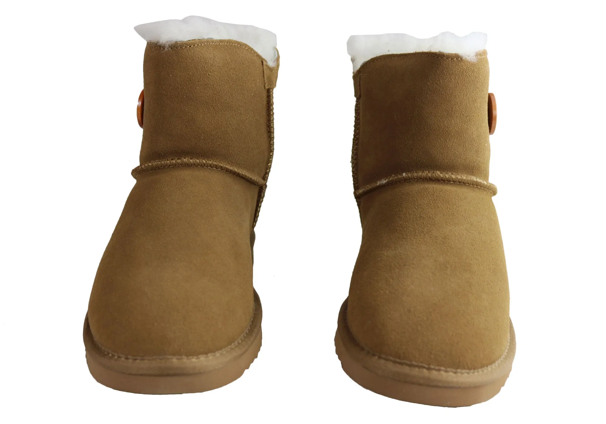 Bottes chaudes et confortables pour femmes Grosby Button Ugg avec doublure en peau de mouton - Chaussures Grosby