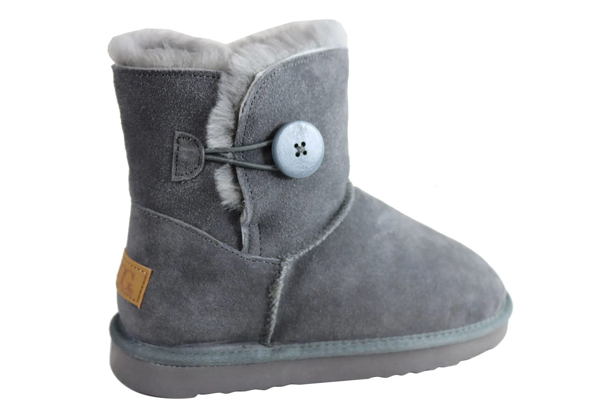 Bottes chaudes et confortables pour femmes Grosby Button Ugg avec doublure en peau de mouton - Chaussures Grosby