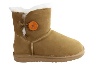 Grosby Button Ugg Womens Warm Comfort Boots With Sheepskin Lining Grosby Shoes
