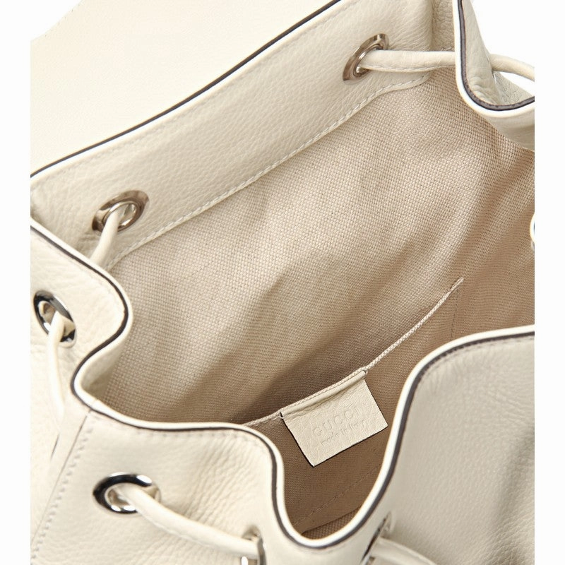 Gucci White leather bamboo sac backpack