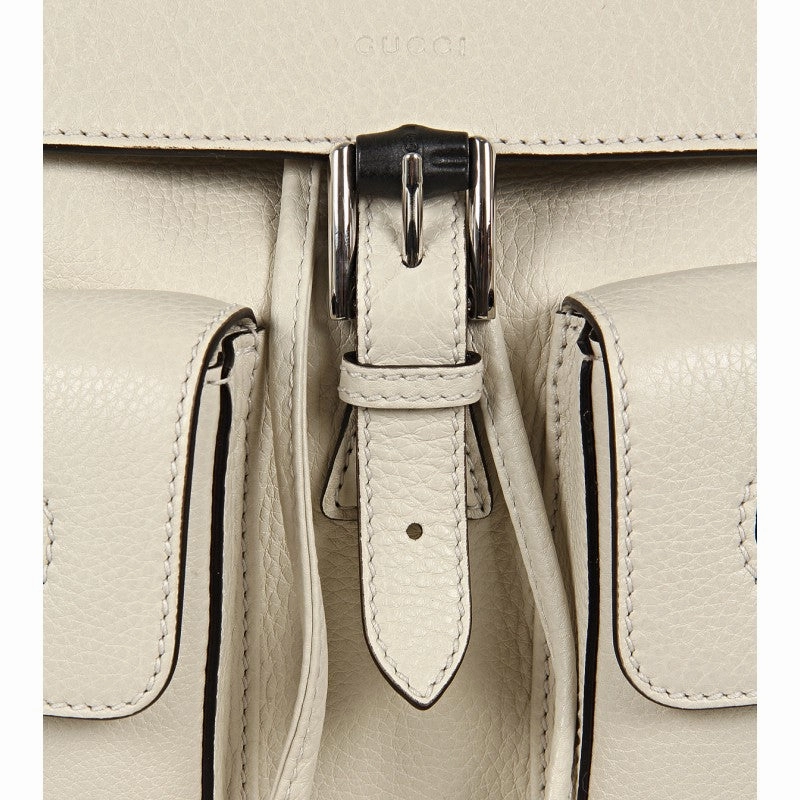 Gucci White leather bamboo sac backpack