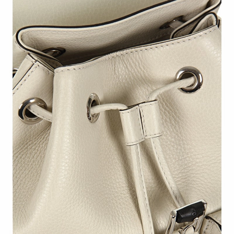 Gucci White leather bamboo sac backpack